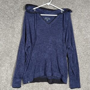 Barefoot Dreams Sweater Womens Large Blue CozyChic Ultra Lite Hooded Pullover